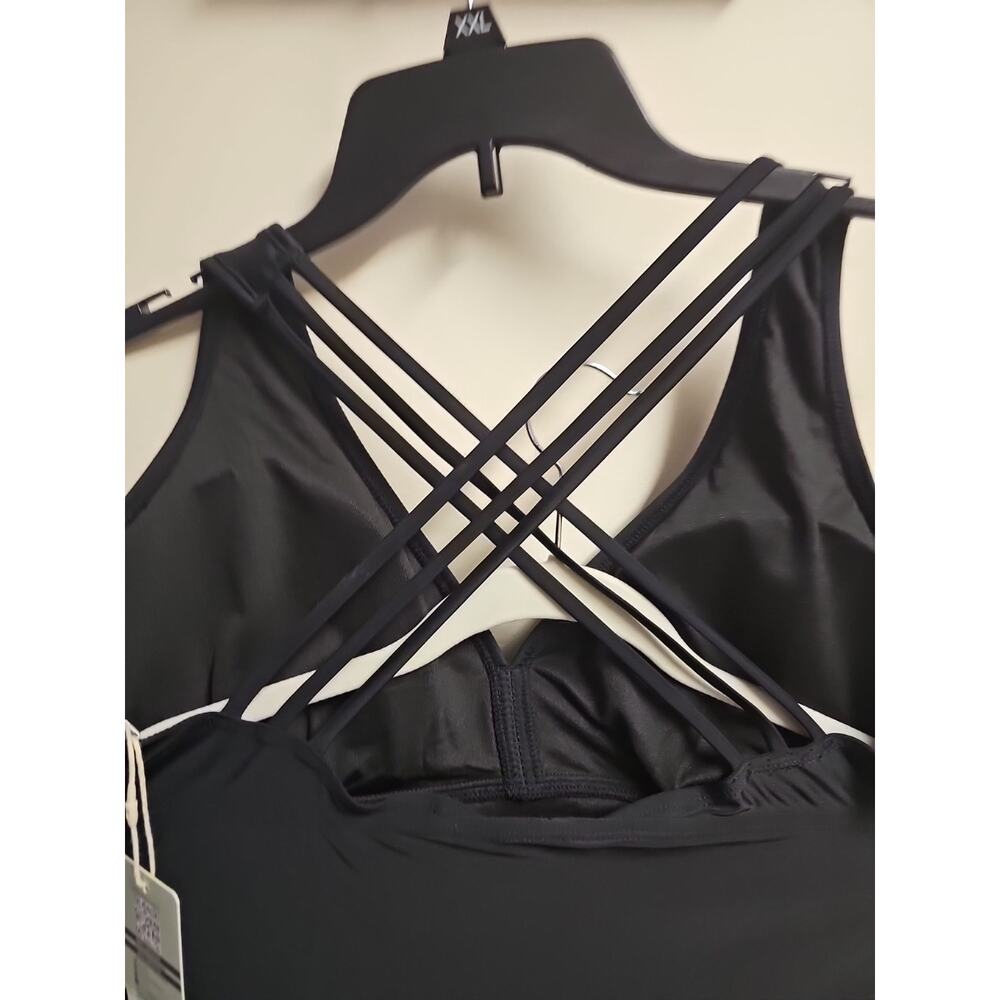 Shekini Crisscross Swimdress One Piece Skirt Swimsuit Tummy Control Black XL NWT - Picture 7 of 7